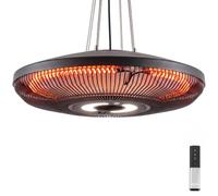 Outsunny calefactor eléctrico colgante para terraza con luz LED, 1000/2000 W, infrarrojo exterior IP65, montaje en techo, control táctil y mando a distancia, temporizador 24 h, negro