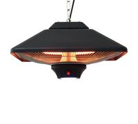 Outsunny Calefactor Exterior 1000/2000W Estufa Colgante de Techo Infrarrojos Radiante Halógeno con Control Remoto Luz LED para Interior y Exterior 43x43x25 cm Negro Black