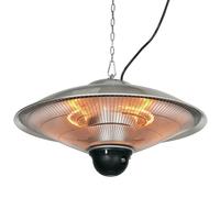 Outsunny Calefactor Exterior de Techo 1010/2210W Estufa de Infrarrojos con Mando a Distancia 2 Niveles de Calor Protección IP44 Aluminio para Terraza Patio Interior Ø58,5x33 cm 12,6 m² Plata Silver 58