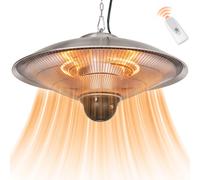 Outsunny Calefactor Exterior de Techo 1010/2210W Estufa de Infrarrojos con Mando a Distancia 2 Niveles de Calor Protección IP44 Aluminio para Terraza