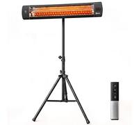 Outsunny Calefactor por Infrarrojos Terraza 2500 W de Pie Trípode Regulable | Estufa Exterior Eléctrica de Aluminio con IP65, 3 Niveles de Calor, Control Táctil/Remoto, Temporizador 24 H