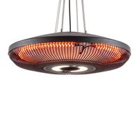 Outsunny Calentador infrarrojo colgante con luz LED 1000/2000 W Negro | IP65 impermeable, montaje en techo, calentador infrarrojo exterior, control táctil/remoto, temporizador 24h