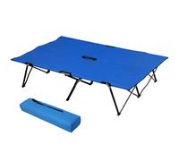 Outsunny Cama de Camping Plegable Cama de Acampada de Tela Oxford 600D con Bolsa de Transporte y Marco Metálico Carga 136 kg para Playa Senderismo 193x125x40 cm Azul Blue