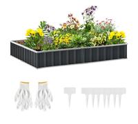 Outsunny Cama de jardín elevada de Metal 645L, sin Fondo, 258cmx90cm | Caja de plantación de acero grande DIY, un par de guantes, patio trasero, cultive verduras hierbas y flores