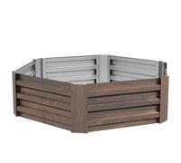 Outsunny Cama de Jardín Elevada Hexagonal de Acero Galvanizado con Fondo Abierto, Marrón Aosom España