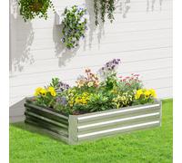 Outsunny cama elevada cama de jardín de acero galvanizado caja de plantas caja de flores
