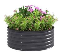 Outsunny cama elevada de acero, cama de siembra marco frío jardín cama apilable jardinera enchufable 120x120x43cm cama vegetal para jardín balcón terraza, jardinera para flores, plantas
