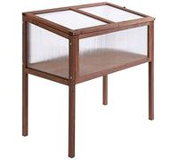 Outsunny cama elevada de madera marco frío 90 x 50 x 93 cm mesa de cultivo con cubierta resistente a la intemperie hierba cama jardinera para jardín, balcón y terraza Brown