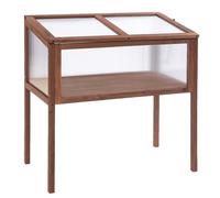 Outsunny Cama Elevada Mesa de Invernadero de Marco Frío de Madera Jardinera de Cama de Hierbas para Jardín, Balcón y Terraza Tablero de PC de madera de abeto marrón 90 x 50 x 93 cm Brown