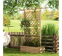 Outsunny Cama elevada para con y pérgola, para y jardín para plantas trepadoras con abierto, 160x55x183cm, madera natural