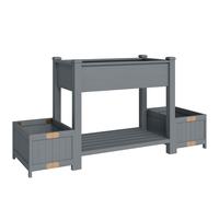 Outsunny Cama para Huerto Elevado Jardinera con Repisa, 149x46x76cm, Gris Aosom España
