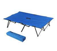 Outsunny Cama Plegable de Camping Doble Tumbona Auxiliar con Bolsa 193x125x40cm Azul Resistente hasta 150kg Aosom España