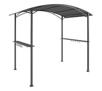 Outsunny Carpa Barbacoa 2,4 x 1,5 m con 2 Estantes Ganchos y Estructura de Acero Gris oscuro