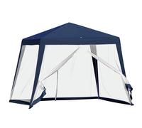 Outsunny Carpa de Jardín 3x3 m Cenador con 4 Partes Laterales Mosquitera con Cremallera Protección UV para Patio Exterior Eventos Azul Aosom España
