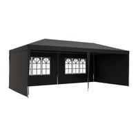 Outsunny Carpa de Jardín 6x3m con 4 Paredes Laterales 2 Ventanas Visibles Cenador Gazebo de Exterior para Fiestas Eventos Gris