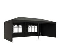 Outsunny Carpa de Jardín 6x3m con 4 Paredes Laterales 2 Ventanas Visibles Gris Gris oscuro