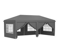 Outsunny Carpa de Jardín Barnum Plegable Laterales Desmontables Estructura de Acero Reforzada Bolsa de Transporte 3x6m Gris oscuro Aosom España