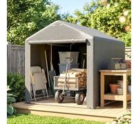 Outsunny Carpa de Jardín Exterior 2 Habitaciones 1,6x2,2x1,7 m Gris Claro | para Herramientas Bicicletas, Cobertizo Exterior, Puerta Enrollable con Cremallera, Impermeable Anti-UV, Garaje Portátil