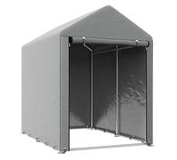 Outsunny carpa de jardín exterior para herramientas bicicletas 1,2x1,8x1,65 m, cobertizo exterior con 2 habitaciones, puerta enrollable con cremallera, impermeable anti-uv, garaje portátil, gris claro