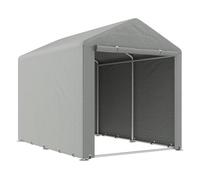Outsunny Carpa de Jardín para Bicicletas 1,6x2,2x1,7 m con 2 Habitaciones Puerta con Cremallera Impermeable Anti-UV Gris Claro Gris