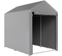 Outsunny Carpa de Jardín para Bicicletas 1,2x1,8x1,65 m con 2 Habitaciones Puerta con Cremallera Impermeable Anti-UV Gris Claro