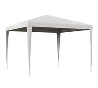 Outsunny Carpa Desmontable 3x3 m Cenador plegable de jardín con 4 Orificios de Drenaje y Tubo de Acero Blanco Aosom España