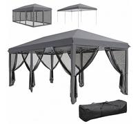 Outsunny Carpa desplegable de 3 x 6 m, para Exteriores, para Fiestas, Bodas, con 6 Paredes de Red y Bolsa de Transporte, Color Gris
