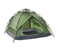 Outsunny Carpa Doble Carpa de Camping Carpa Exterior Carpa Familiar Carpa Quick-Up 2 Adultos + 1 Niño 4 Estaciones Bolsa de Transporte Impermeable 2 Puertas Poliéster + Fibra de Vidrio Verde Oscuro 21