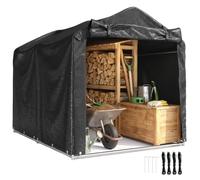 Outsunny carpa garaje, carpa garaje impermeable con puerta enrollable, cubierta para bicicletas resistente a los rayos UV cobertizo para herramientas, lámina cobertizo para herramientas garaje