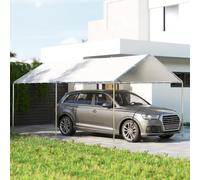 Outsunny Carpa Garaje para Coche 3x6 m Cochera Exterior Portátil Blanco | Marco de Acero Galvanizado, Impermeable, Anti-UV, Pabellón Gazebo de Jardín con Accesorios, para Eventos, Fiestas