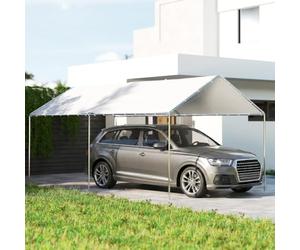 Outsunny Carpa Garaje para Coche 3x6 m Cochera Exterior Portátil Blanco | Marco de Acero Galvanizado, Impermeable, Anti-UV, Pabellón Gazebo de Jardín con Accesorios, para Eventos, Fiestas