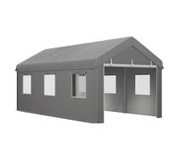 Outsunny Carpa garaje 6x3 m impermeable, paredes desmontables, 2 puertas, 6 ventanas, Gris claro