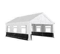Outsunny carpa para fiesta 4x6 m, carpa de jardín con estructura acero galvanizado, laterales extraíbles, 2 puertas con cremallera, 6 ventanas, upf30+, cenador gazabo para boda, eventos, gris y blanco
