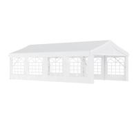 Outsunny Carpa para Fiesta 4x8 m con Estructura Acero Galvanizado Blanco | Carpa de Jardín, Paredes Laterales Extraíbles, Puerta con Cremallera y Ventanas, UPF50+, Cenador Gazabo para Boda, Eventos