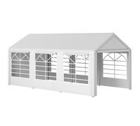 Outsunny Carpa para Fiestas 6x3 m Cenador Pabellón de Jardín con 4 Paneles Laterales 2 Puertas Enrollables y 6 Ventanas Eventos Blanco Aosom España