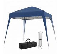Outsunny Carpa Plegable 2,4x2,4m Cenador de Jardín Impermeable Diseño Pop Up de Acero y Cubierta de Tela Oxford Azul
