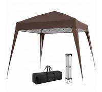 Outsunny carpa plegable 2,4x2,4 m, pop-up, cenador pabellón de jardín, altura ajustable con bolsa de transporte, anti-uv, impermeable, gazebo para camping, fiestas, exterior, café 250 cm
