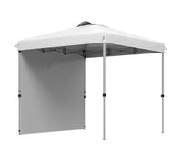 Outsunny carpa plegable 2,5x2,5 m cenador de jardín con 1 pared lateral altura ajustable en 3 niveles anti-uv impermeable y bolsa de arena gazebo para exterior camping fiestas blanco 258 cm
