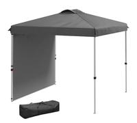 Outsunny carpa plegable 2,5x2,5 m cenador de jardín con 1 pared lateral altura ajustable en 3 niveles anti-uv impermeable y bolsa de arena gazebo para exterior camping fiestas gris oscuro