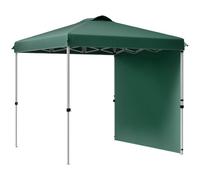 Outsunny carpa plegable 2,5x2,5 m cenador de jardín con 1 pared lateral altura ajustable en 3 niveles anti-uv impermeable y bolsa de arena gazebo para exterior camping fiestas verde
