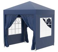 Outsunny Carpa Plegable 2x2 m Cenador de Jardín con 4 Paredes Laterales Tela Oxford y Bolsa de Transporte Azul Aosom España