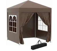 Outsunny Carpa Plegable 2x2m Exterior con 4 Paredes y Bolsa de Transporte Marrón marrón