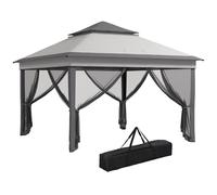 Outsunny Carpa Plegable 3,26x3,26x2,72 m Cenador de Jardín Doble Techo Altura Ajustable Mosquiteras Protección UV Bolsa Transporte Aosom España