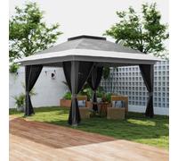 Outsunny Carpa Plegable 3,6x3,6 m con 4 Paredes Laterales de Malla Anti-UV Gris