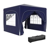 Outsunny Carpa Plegable Gazabo 3x3 m con Paneles Laterales UPF50+ Arena Azul