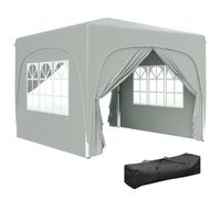 Outsunny Carpa Plegable 3x3 m Altura Ajustable 3 Niveles UPF50+ Gris | Cenador Pabellón de Jardín, Altura Ajustable 3 Niveles, Ventanas, Bolsa Transporte, Impermeable, Fiestas, Exterior