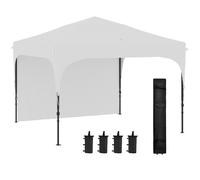 Outsunny Carpa Plegable 3x3 m Cenador de Jardín con Altura Ajustable 1 Pared Lateral Impermeable 4 Bolsas de Arena y Bolsa de Transporte Gazebo para