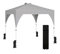 Outsunny Carpa Plegable 3x3 m Pop-up Cenador Bloqueo Central UPF50+ Gris | Pabellón de Jardín, Ventilación Superior, Altura Ajustable 3 Niveles, Bolsa Transporte con Ruedas, Sacos de Arena