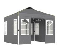 Outsunny Carpa Plegable 3x3 m Pop-up con UPF50+ 4 Laterales Desmontables Altura Ajustable y Bolsa de Transporte Gris Oscuro