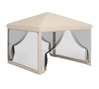 Outsunny Carpa Plegable 3x3 para Exterior Portátil con Mosquiteras Beige | Cenador de Jardín, Bolsa de Transporte, Marco de Acero, Tela Oxford Resistente, para Fiestas Camping